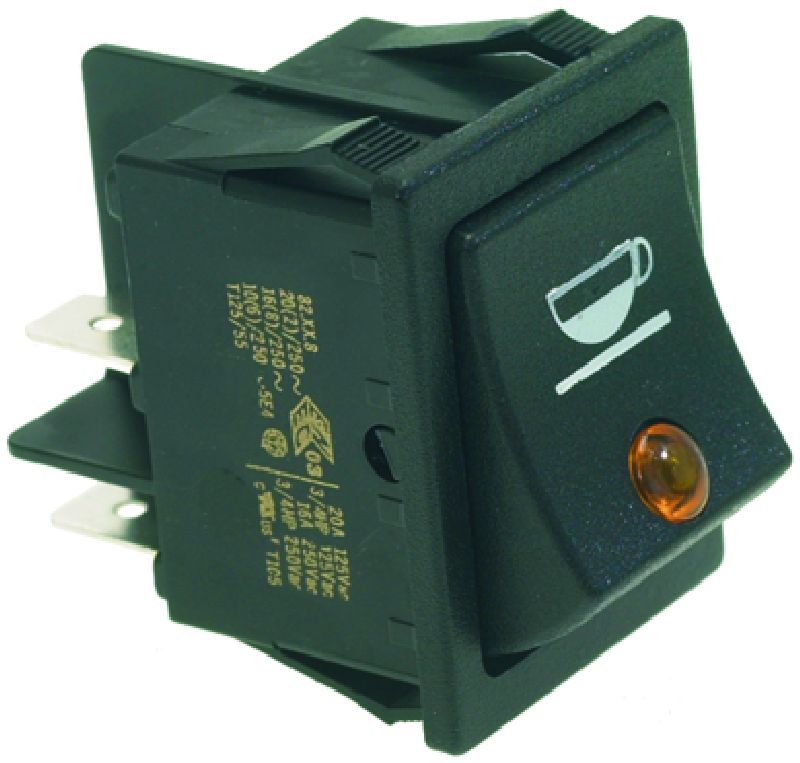 BLACK BIPOLAR SWITCH 16A 250V 22x30 mm