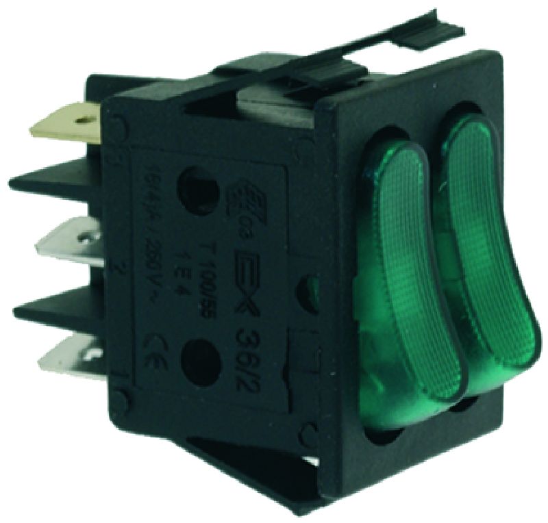 GREEN DOUBLE SWITCH 16A 250V