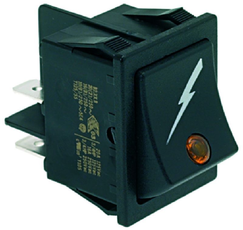 BLACK BIPOLAR SWITCH 16A 250V ORANGE LIGHT