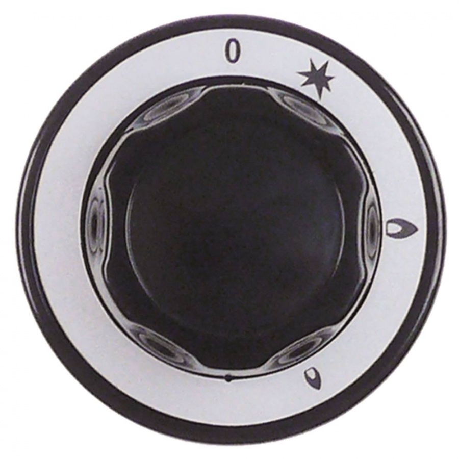 KNOB GAS TAP WITH IGNITION FLAME Ø 76MM SHAFT Ø 10X8MM SHAFT FLAT UPPER BLACK
