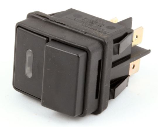 BLACK BIPOLAR SWITCH WITH GREEN LIGHT (250V, 16A)